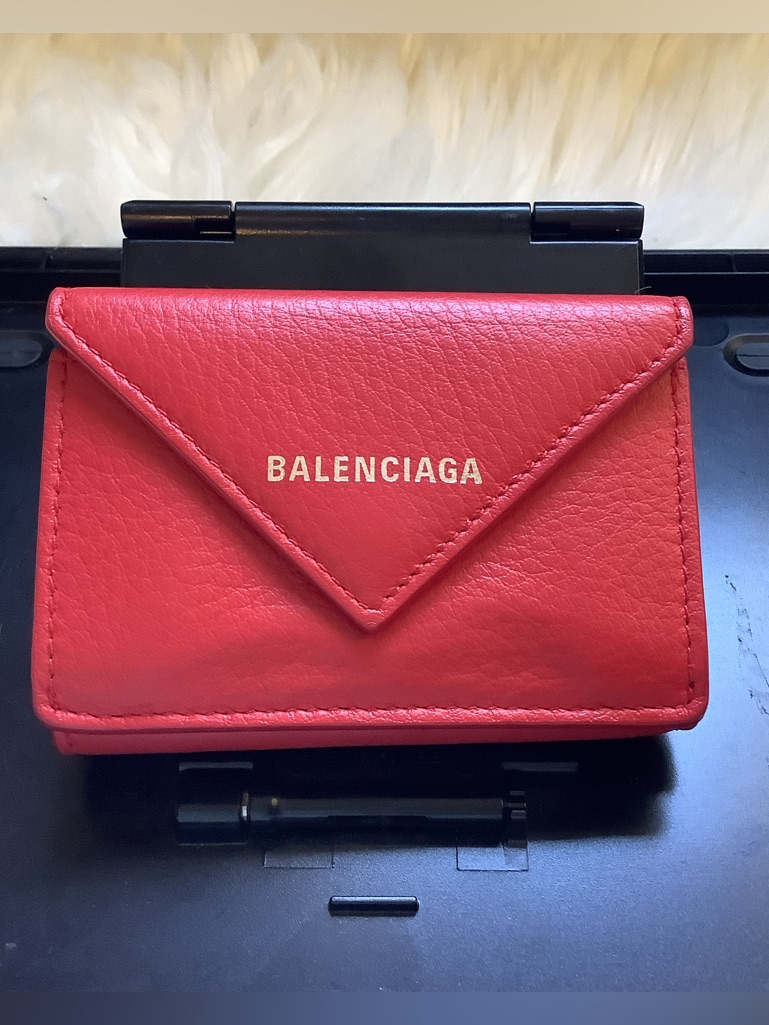 Balenciaga Papier Mini Wallet In Red Leather